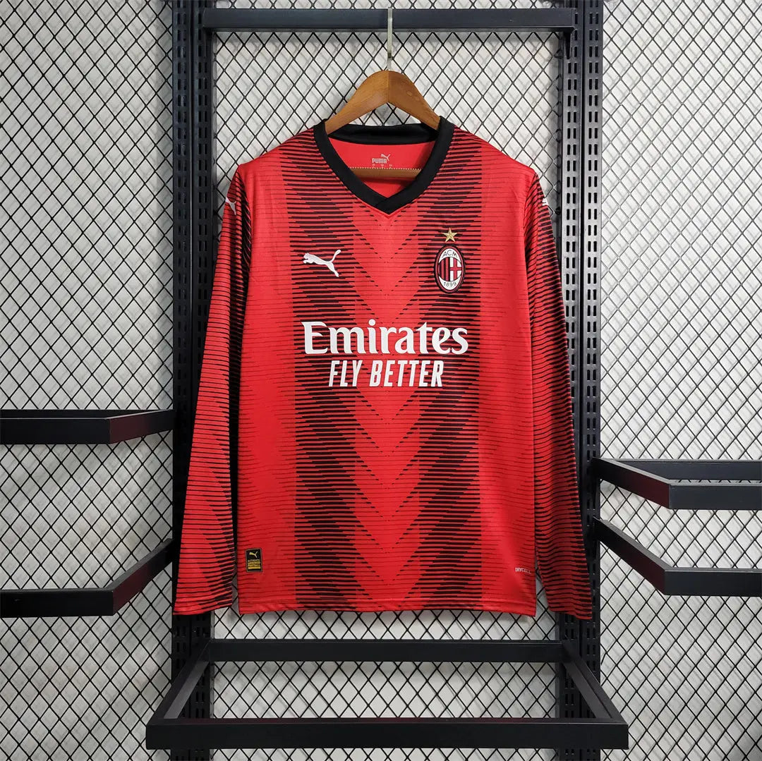 MAILLOT AC MILAN DOMICILE 2023/2024 VERSION MANCHES LONGUES